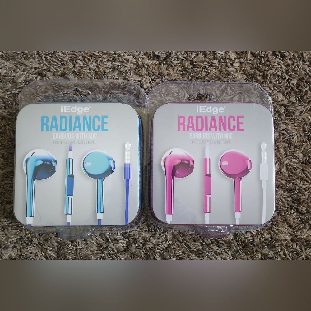 iEdge Radiance Blue + Pink 3.5MM Earbuds w/ Mic